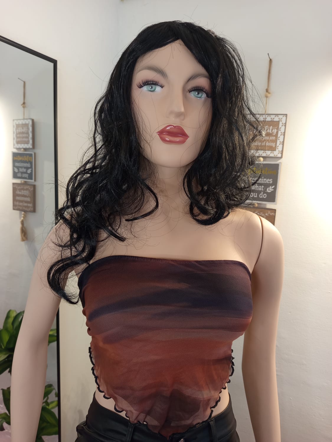 Top Strapless de Malla en Degradado.