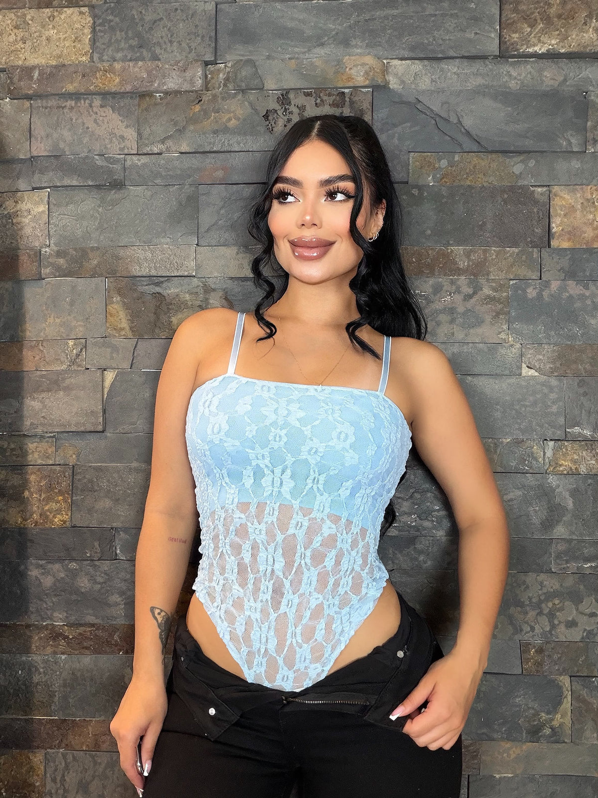 Body Encaje Azul Cielo