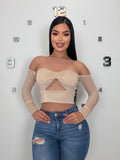 ✨ Top Beige Glam Cut-Out